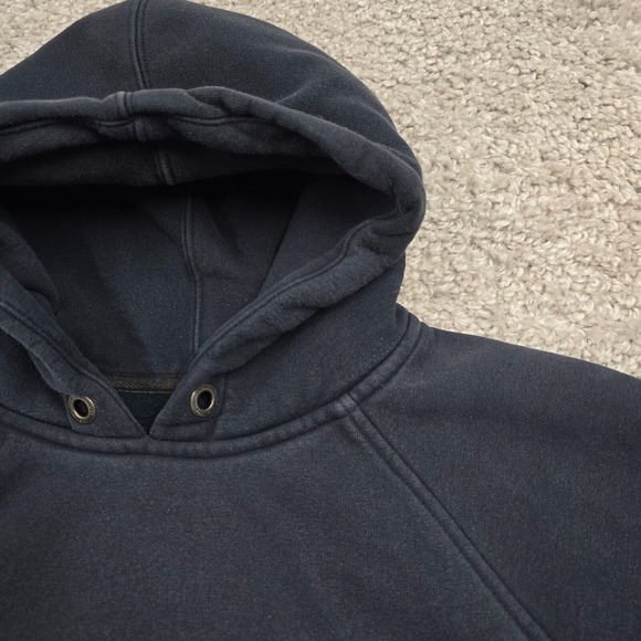 Flint and Tinder Hoodie Men Medium Faded Black Pullover Sweatshirt Raglan Pocket - Picture 3 of 13